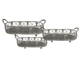 Cestino portaoggetti (set di 3) grigio, verde 55x25x16 - 48x22x14 - 41x18x12 cm
