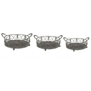 Cestino portaoggetti (set di 3) grigio, verde 45x39x16 - 37x32x15 - 31x26x13 cm