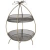 Clayre & Eef 6Y5326 Etagere a 2 piani color oro Ø 34x51 cm Ciotola per frutta