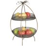 Clayre & Eef 6Y5326 Etagere a 2 piani color oro Ø 34x51 cm Ciotola per frutta