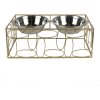 Clayre & Eef 6Y5429 Ciotola per cani e gatti color oro 38x20x13 cm - 2x500 ml