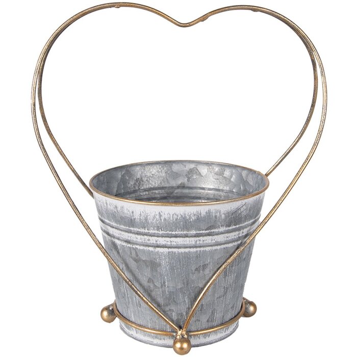 Clayre & Eef 6Y5469 Portapiante Grigio Oro 25x16x29 cm