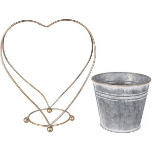 Clayre & Eef 6Y5469 Portapiante Grigio Oro 25x16x29 cm