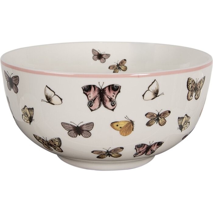Clayre & Eef BPDBO Zuppiera Bianco Rosa Ø 14x7 cm - 500 ml