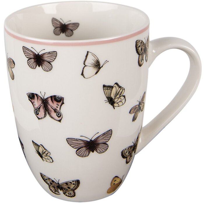 Clayre & Eef BPDMU Mug Bianco Rosa 350 ml