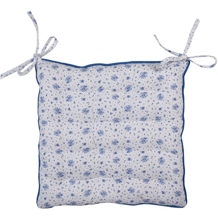 Clayre & Eef BRB29 Cuscino per sedia in schiuma Beige Blu 40x40x4 cm
