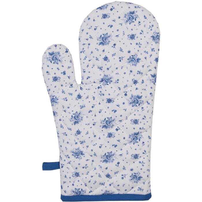 Clayre & Eef BRB44 Guanto da forno beige blu 18x30 cm 100% cotone