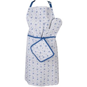 Clayre & Eef BRB44 Guanto da forno beige blu 18x30 cm 100% cotone