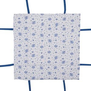 Clayre & Eef BRB47 Cestino per il pane beige blu 35x35x8 cm Cotone motivo floreale