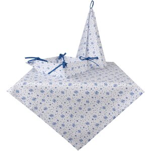 Clayre & Eef BRB47 Cestino per il pane beige blu 35x35x8 cm Cotone motivo floreale