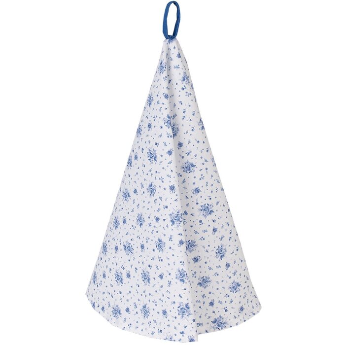 Clayre & Eef BRB48 Asciugamano da tè Bianco Blu Ø 80 cm Cotone Stile Vintage