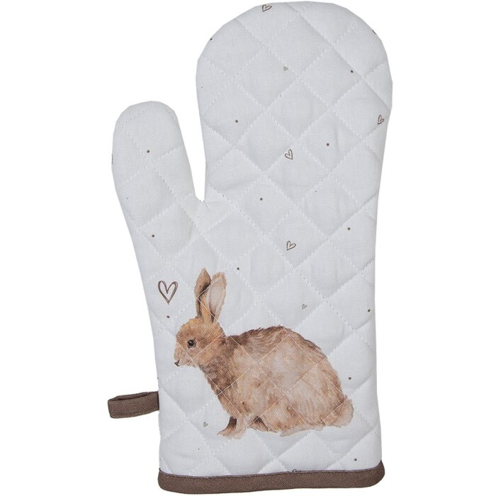 Clayre & Eef BSLC44 Guanto da forno Beige Brown 18x30 cm