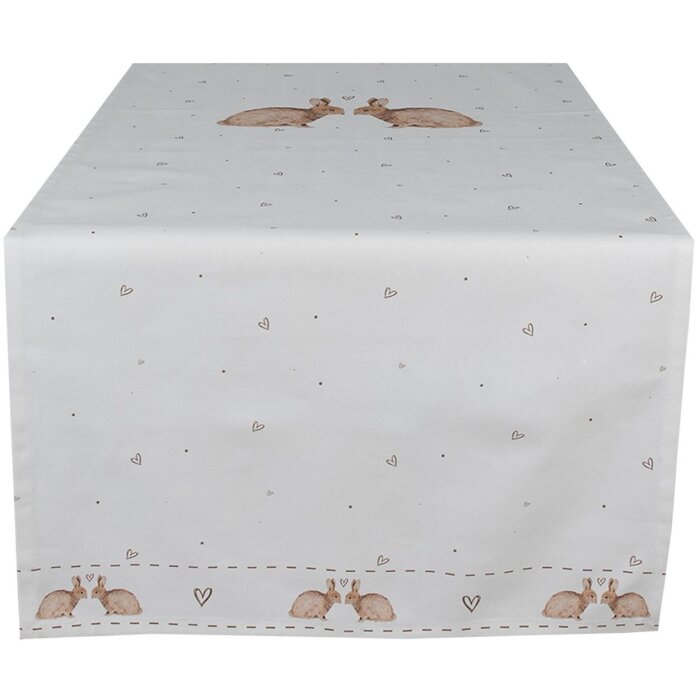 Clayre & Eef BSLC64 Runner da tavola Beige Brown 50x140 cm Cotone Bunny Country House
