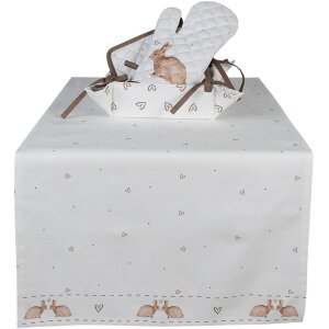 Clayre & Eef BSLC64 Runner da tavola Beige Brown 50x140 cm Cotone Bunny Country House