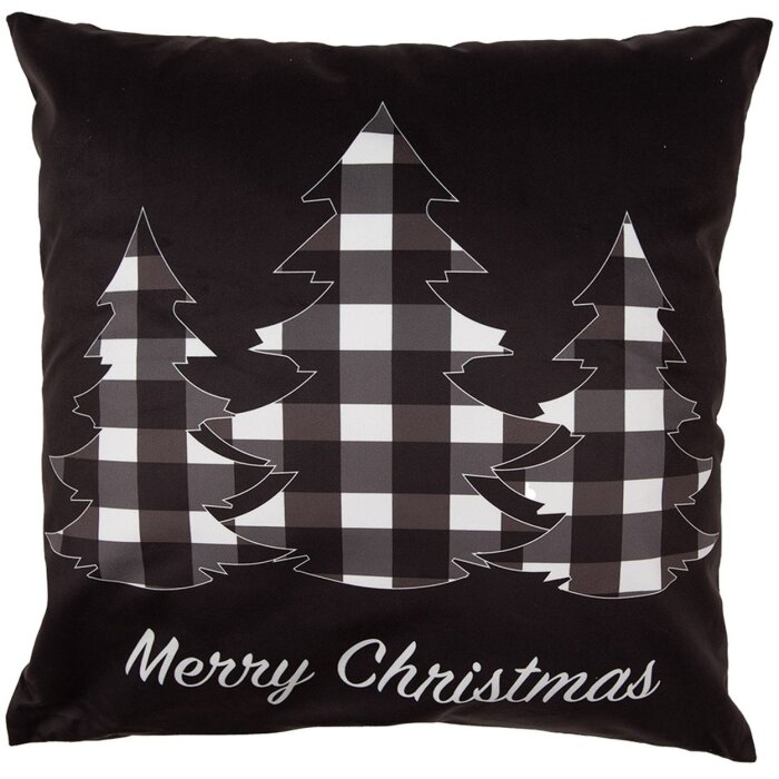 Clayre & Eef BWX23 Copricuscino nero bianco Merry Christmas 45x45 cm