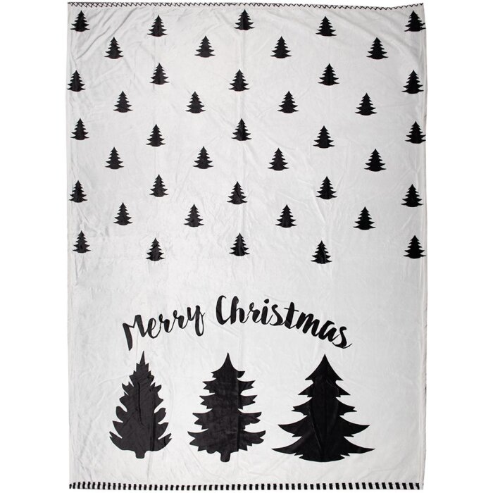 Clayre & Eef BWX60-2 Plaid Bianco Nero 130x170 cm