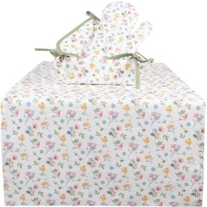 Clayre & Eef CFL64 Runner da tavola bianco 50x140 cm