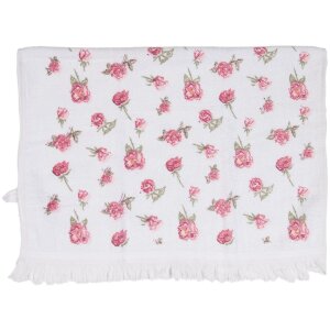 Clayre & Eef CT029 Asciugamano per ospiti Bianco Rosa...
