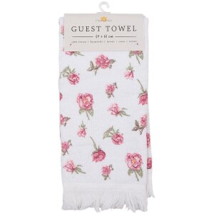 Clayre & Eef CT029 Asciugamano per ospiti Bianco Rosa 40x66 cm