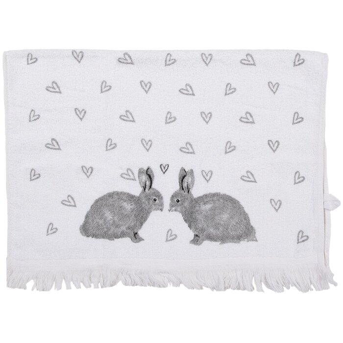Clayre & Eef CTBSL2 Asciugamano per ospiti bianco grigio 40x66 cm
