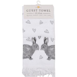 Clayre & Eef CTBSL2 Asciugamano per ospiti bianco grigio 40x66 cm