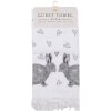 Clayre & Eef CTBSL2 Asciugamano per ospiti bianco grigio 40x66 cm