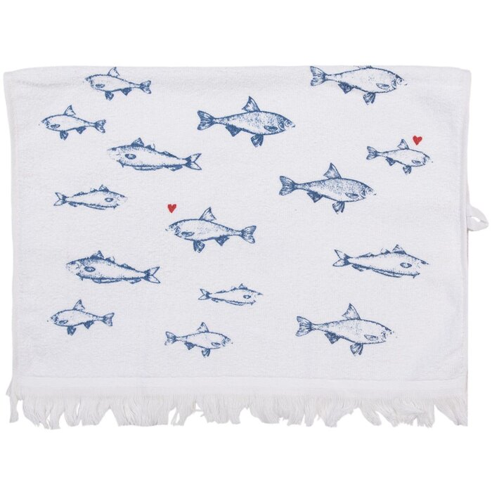 Asciugamano per ospiti Clayre & Eef CTSSF Bianco Blu 40x66 cm