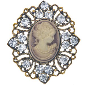 Juleeze JZPI0084 Spilla cammeo marrone