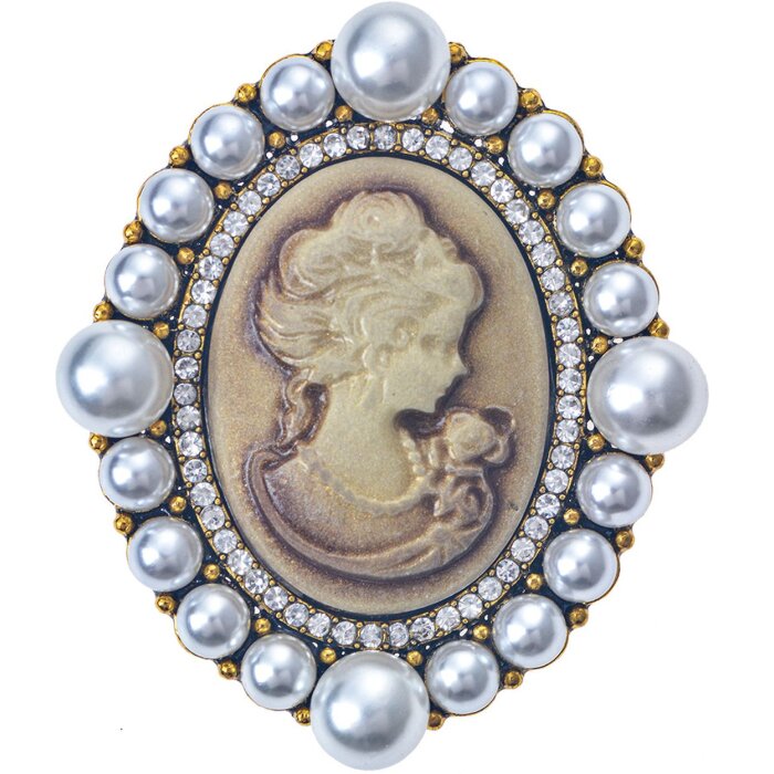 Juleeze JZPI0086 Spilla cammeo marrone