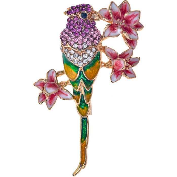 Juleeze JZPI0091 Spilla pappagallo rosa