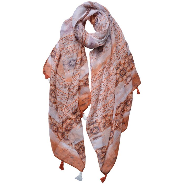Juleeze JZSC0730 Sciarpa donna fantasia arancione 90x180 cm