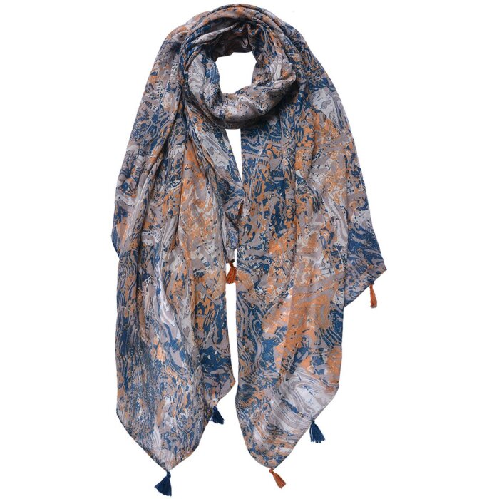Juleeze JZSC0734 Sciarpa da donna con motivo arancione, blu 90x180 cm