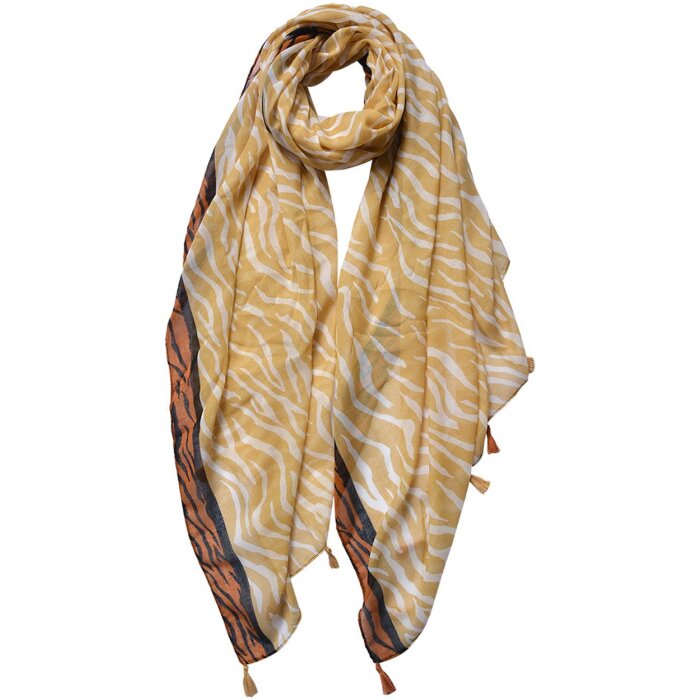 Juleeze JZSC0736 Sciarpa da donna con motivo giallo, arancione 90x180 cm