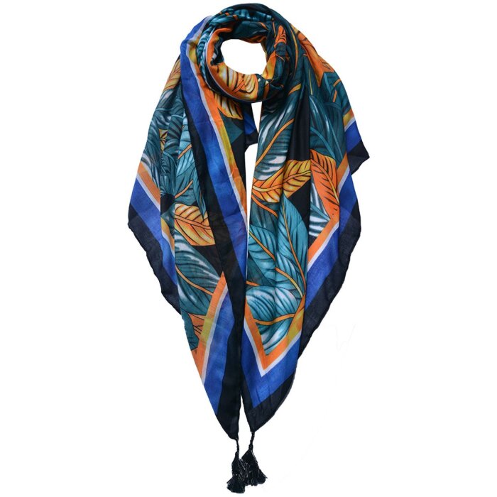Juleeze JZSC0740 Sciarpa donna fantasia arancio, verde, blu 90x180 cm