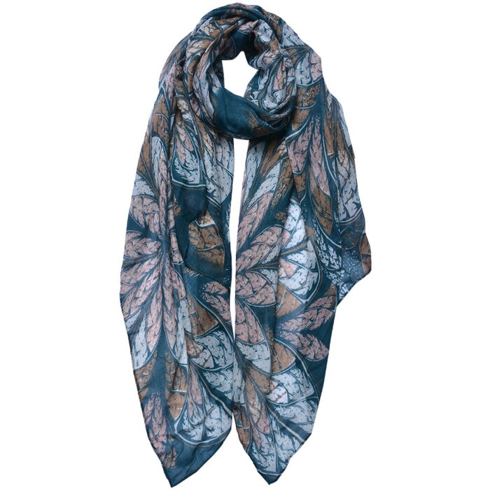 Juleeze JZSC0742 Sciarpa da donna con motivo blu, beige 90x180 cm