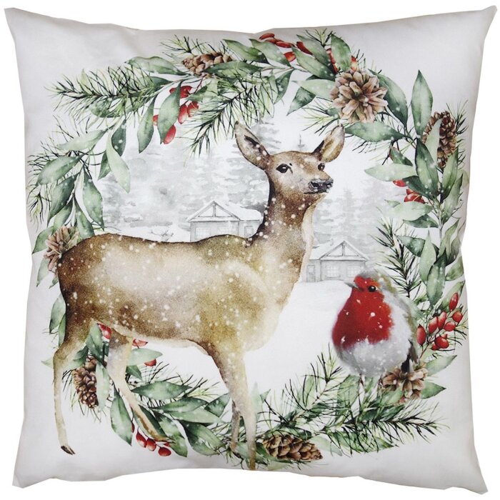 Clayre & Eef KT021.325 Copricuscino Verde Bianco 45x45 cm