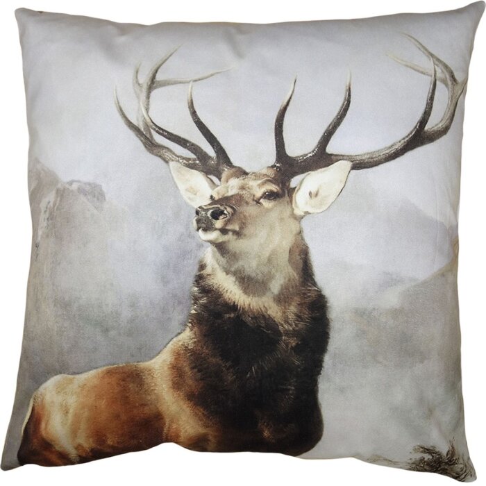 Clayre & Eef KT021.334 Copricuscino grigio con cervo 45x45 cm