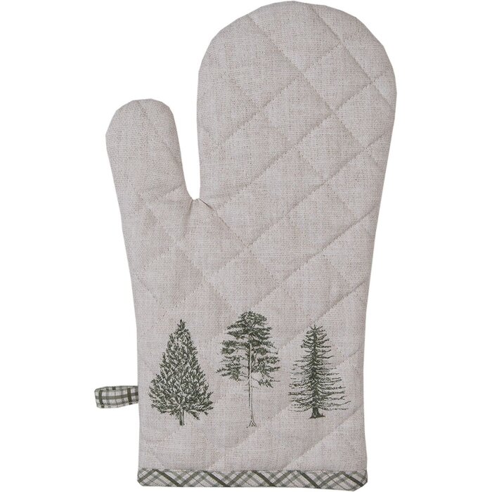 Clayre & Eef NPT44 Guanto da forno Beige Verde 18x30 cm Cotone