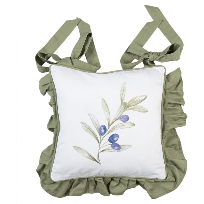 Clayre & Eef OLF25 Cuscino Coprisedile Beige Verde 40x40 cm