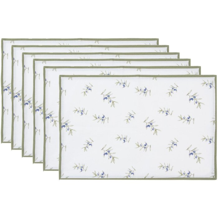Clayre & Eef OLF40 Tovaglietta 6 pezzi Beige Verde 48x33 cm Cotone