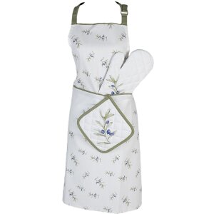 Clayre & Eef OLF44 Guanto da forno Beige Verde 18x30 cm