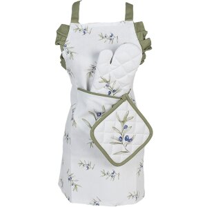 Clayre & Eef OLF44K Guanto da forno Bambino Beige Verde 12x21 cm