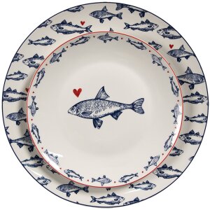 Piatto da portata Clayre & Eef SSFDP Bianco Blu...