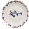 Piatto da portata Clayre & Eef SSFDP Bianco Blu motivo pesce Ø 20x2 cm porcellana