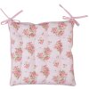Cuscino per sedia Clayre & Eef stampa rose rosa 40x40x4 cm in cotone con lacci a nastro
