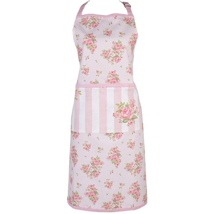 Clayre & Eef SWR41-1 Grembiule da cucina rosa 70x85 cm in cotone con motivo a rose