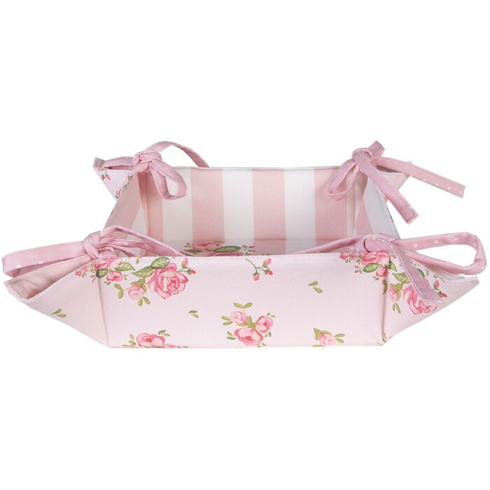 Clayre & Eef SWR47 Cestino per il pane rosa 35x35x8 cm