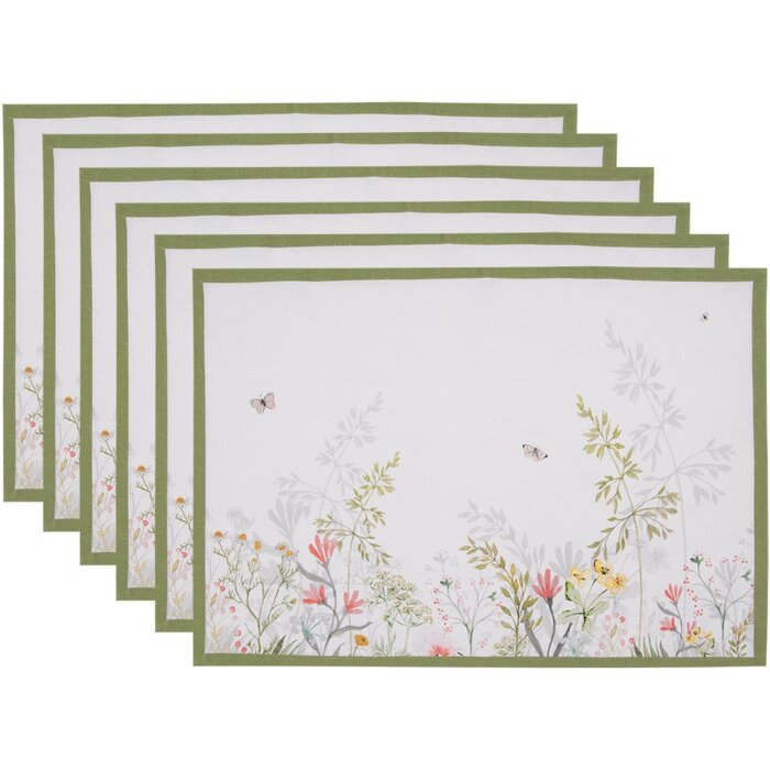 Clayre & Eef WFF40 Set di 6 tovagliette in cotone multicolore 48x33 cm