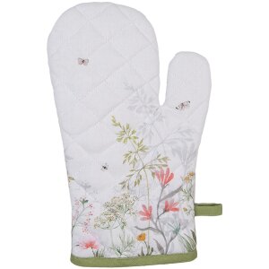 Clayre & Eef WFF44 Guanto da forno bianco verde 18x30 cm