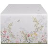 Clayre & Eef WFF64 Runner da tavola Bianco Verde 50x140 cm Cotone Disegno Botanico